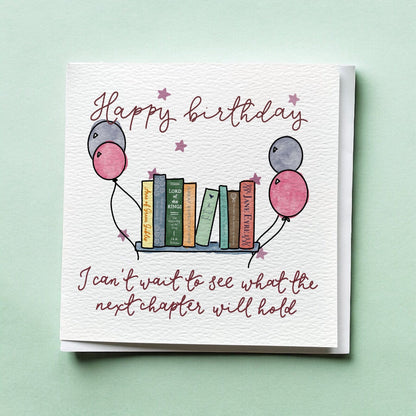Bookish birthday card - Bookshelf of classic novels And Hope Designs Cards