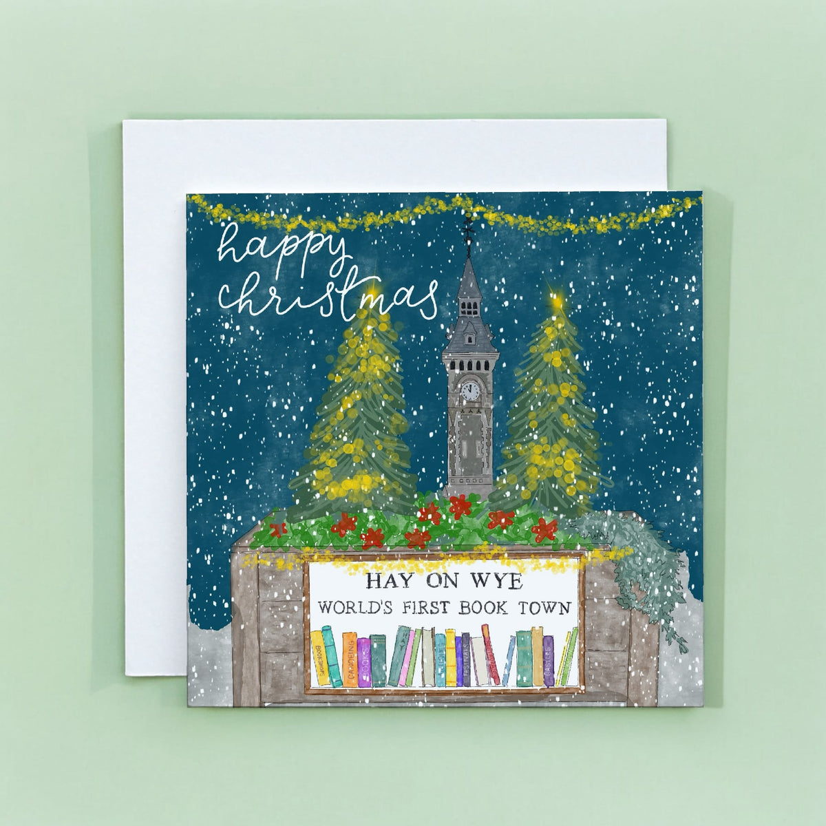 Bookish Christmas Card - Hay On Wye And Hope Designs Cards