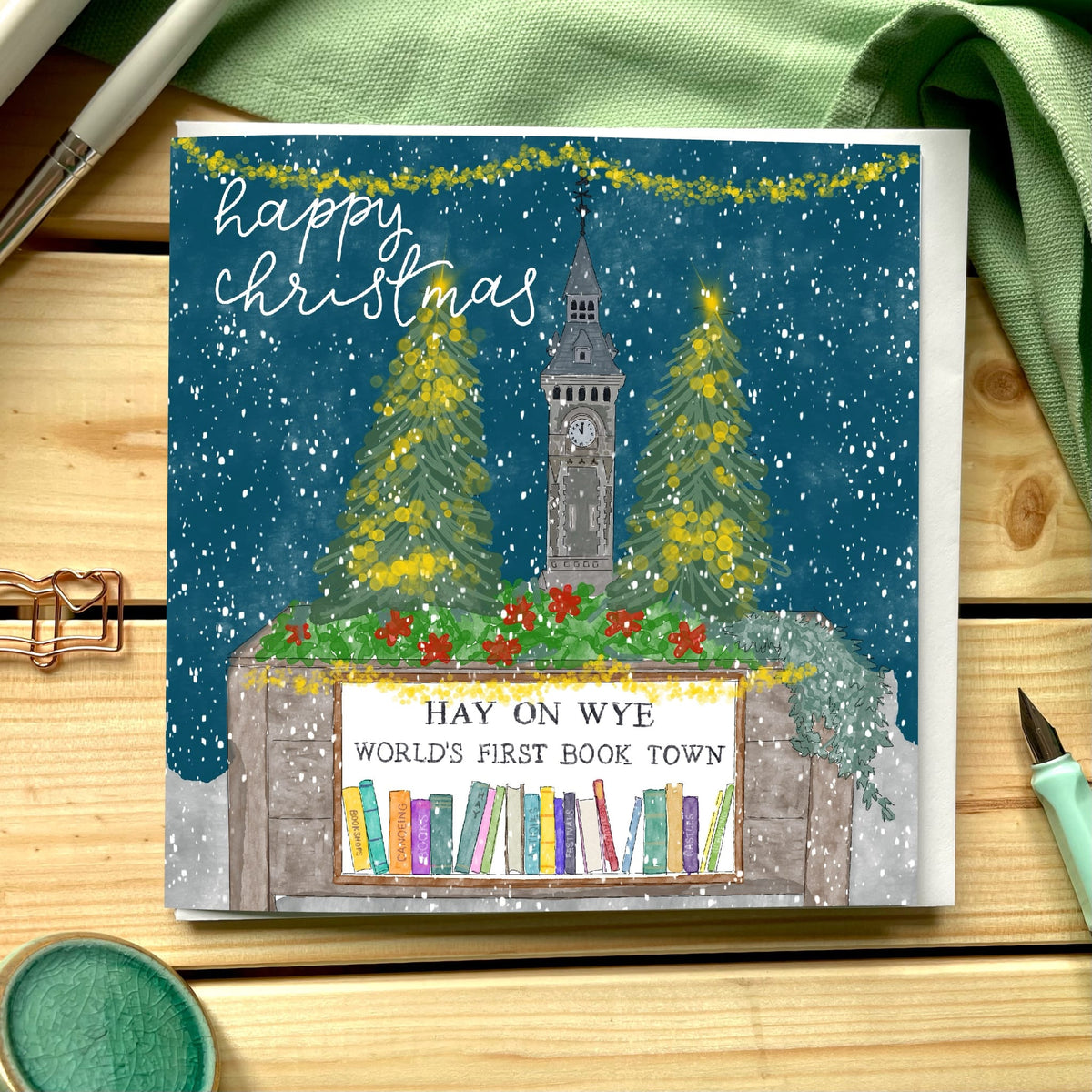 Bookish Christmas Card - Hay On Wye And Hope Designs Cards