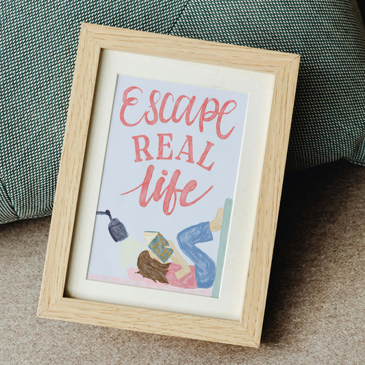 Bookish Print - Bed Escape Real Life And Hope Designs