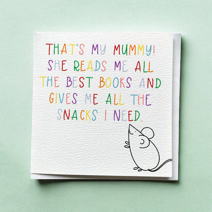 Books And Snacks Mouse Mother’s Day Card And Hope Designs Cards