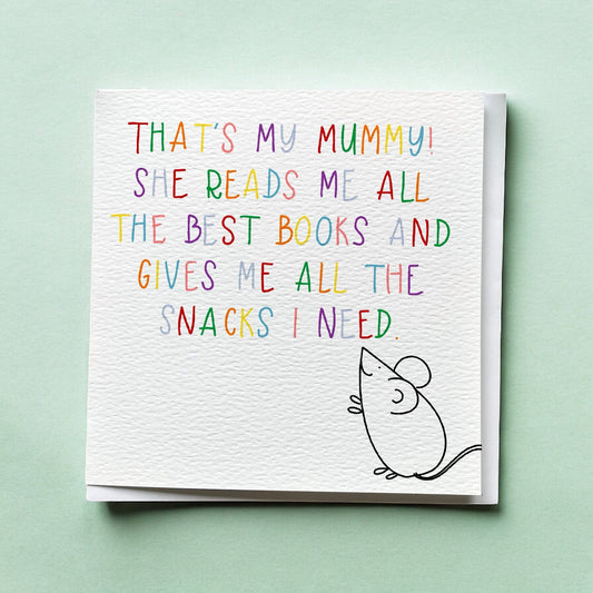 Books And Snacks Mouse Mother’s Day Card And Hope Designs Cards