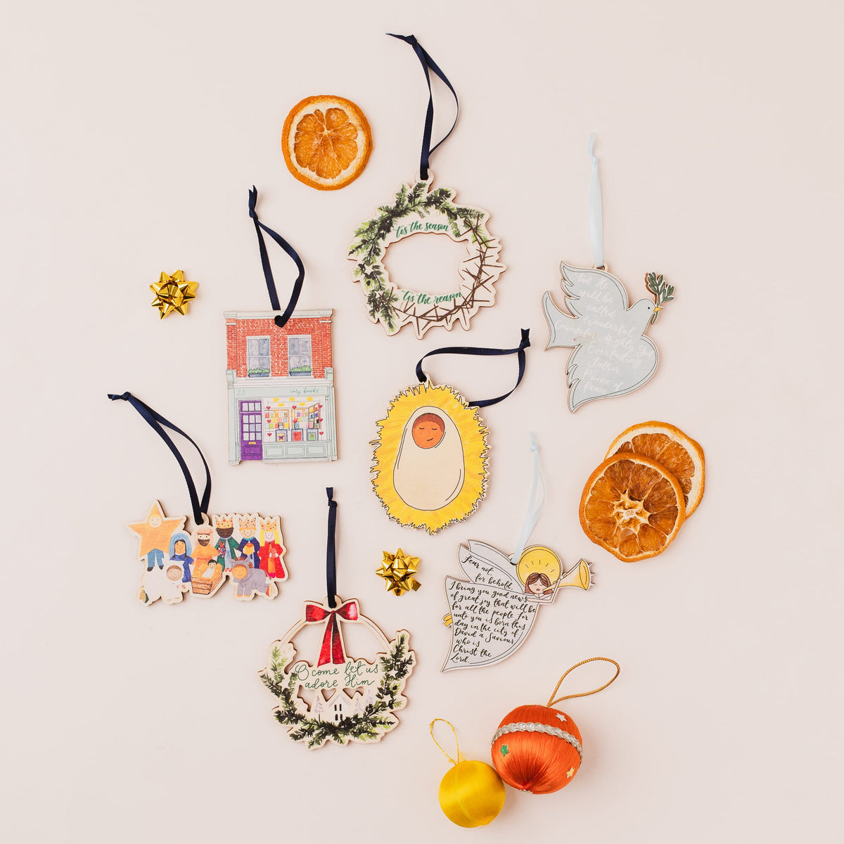 Bookshop Wooden Hanging Ornament And Hope Designs Baubles