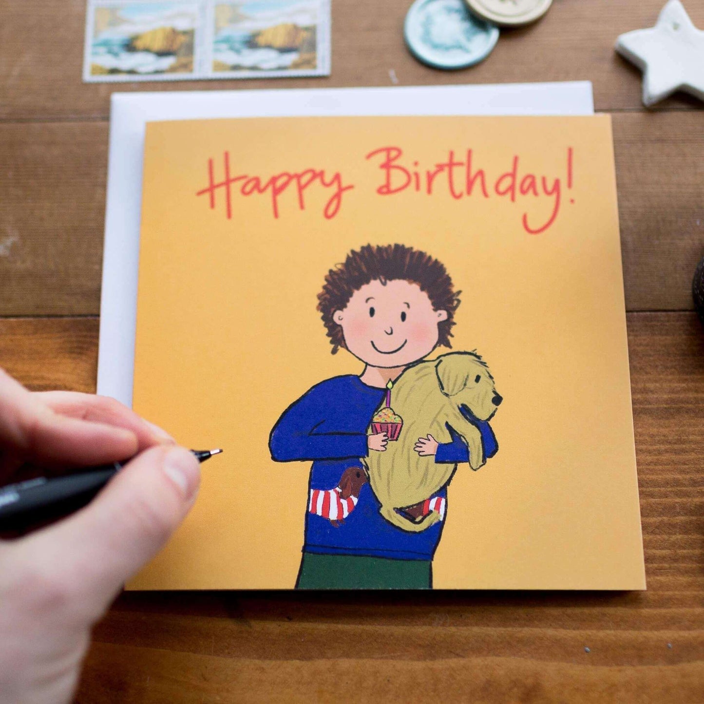 Boy with puppy birthday card And Hope Designs Greeting & Note Cards