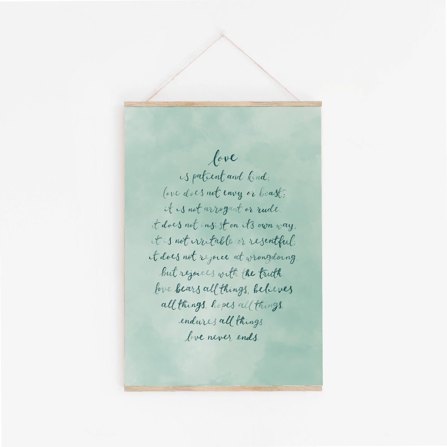 Calligraphy scripture print - 1 Cor. 13:4-8 And Hope Designs Print