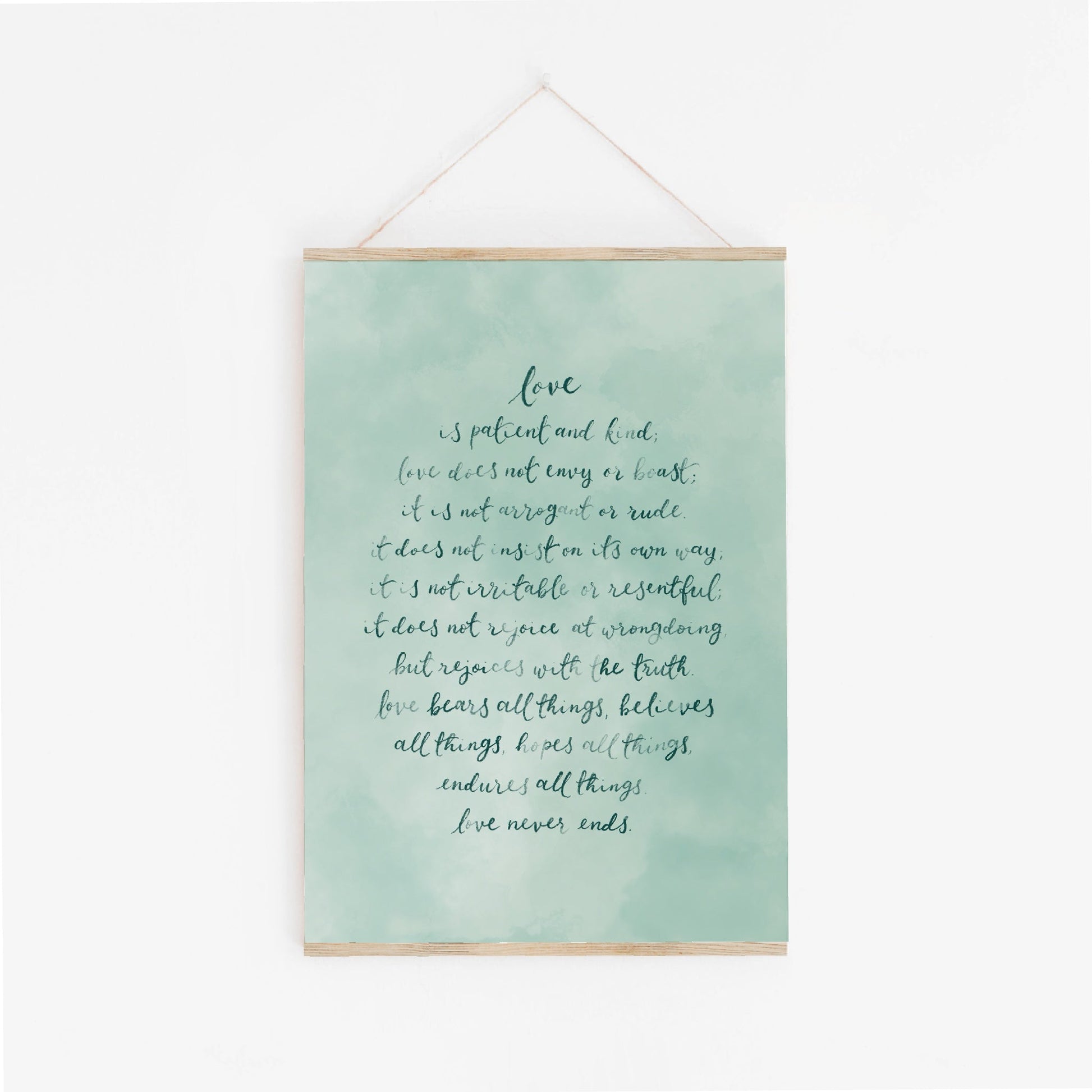 Calligraphy scripture print - 1 Cor. 13:4-8 And Hope Designs Print