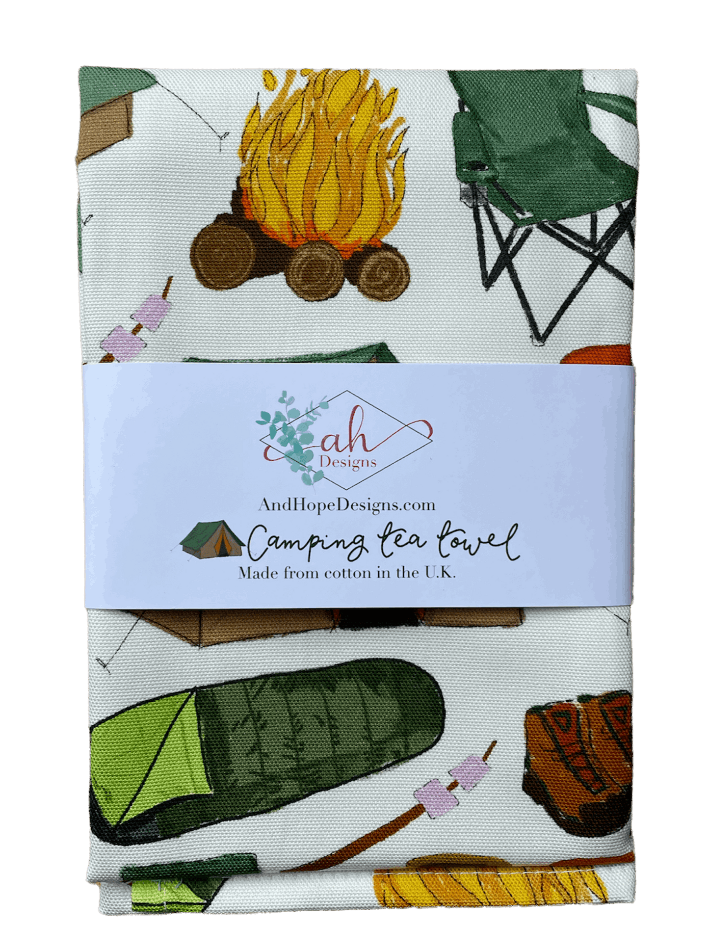 Camping illustrated tea towel And Hope Designs Kitchen Towels