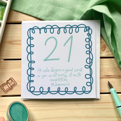 Christian Birthday Card - 21 - Swirly And Hope Designs