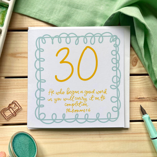 Christian Birthday Card - 30 - Swirly And Hope Designs