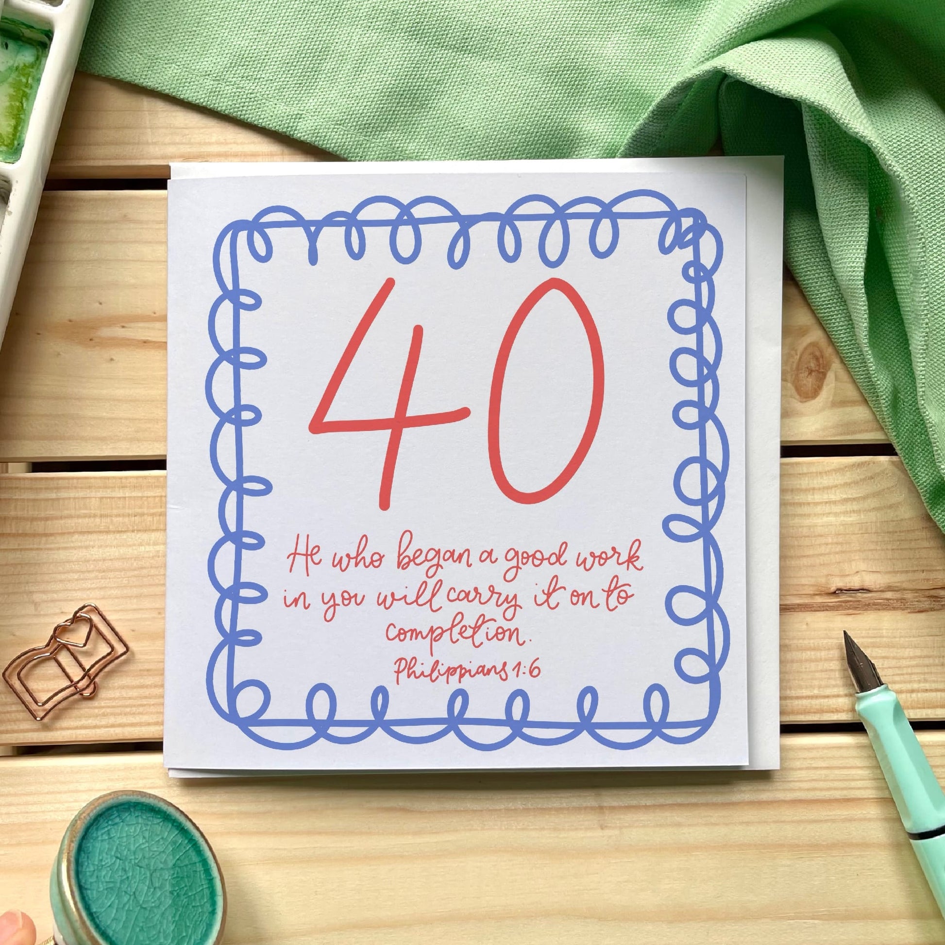 Christian Birthday Card - 40 - Swirly And Hope Designs