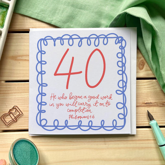 Christian Birthday Card - 40 - Swirly And Hope Designs