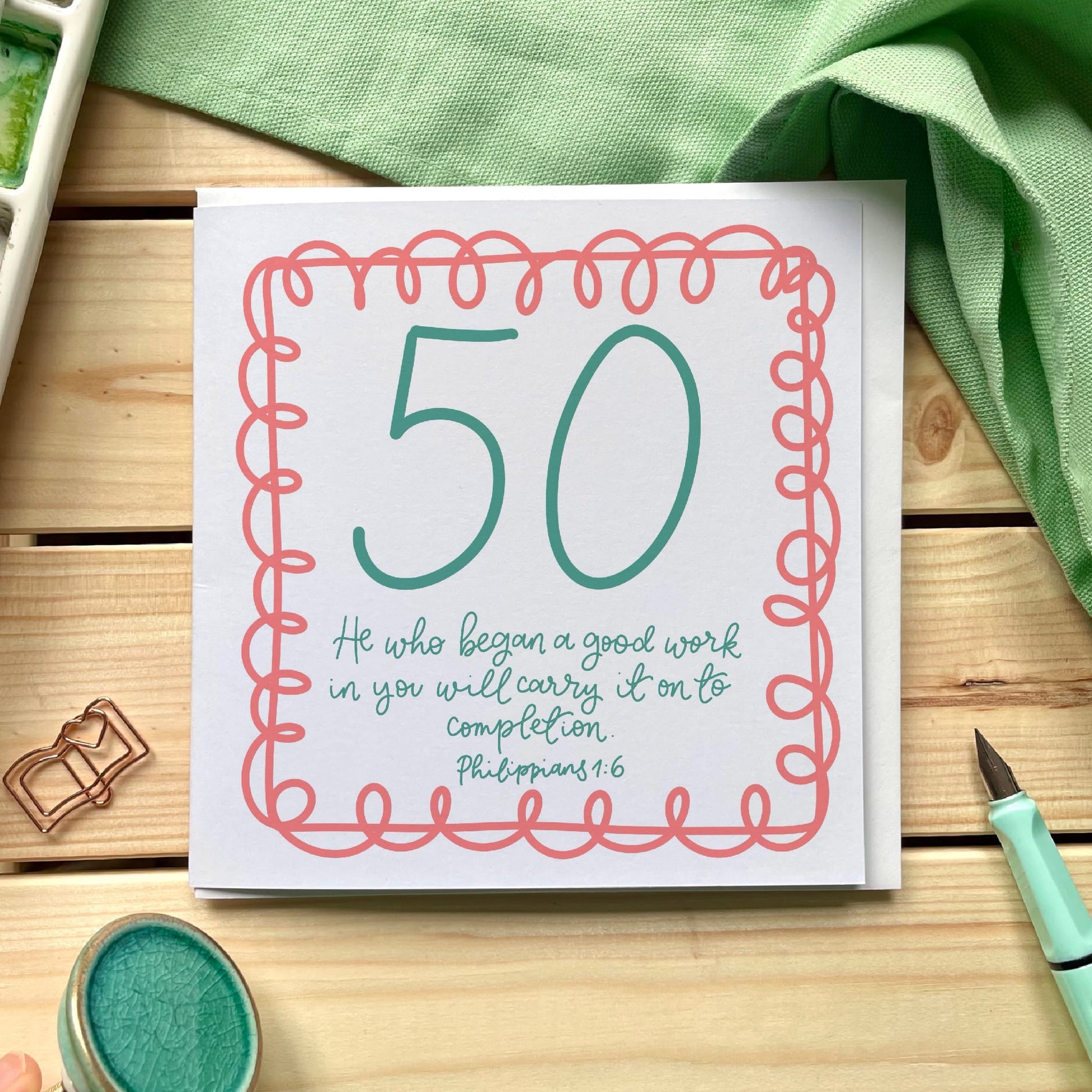 Christian Birthday Card - 50 - Swirly And Hope Designs
