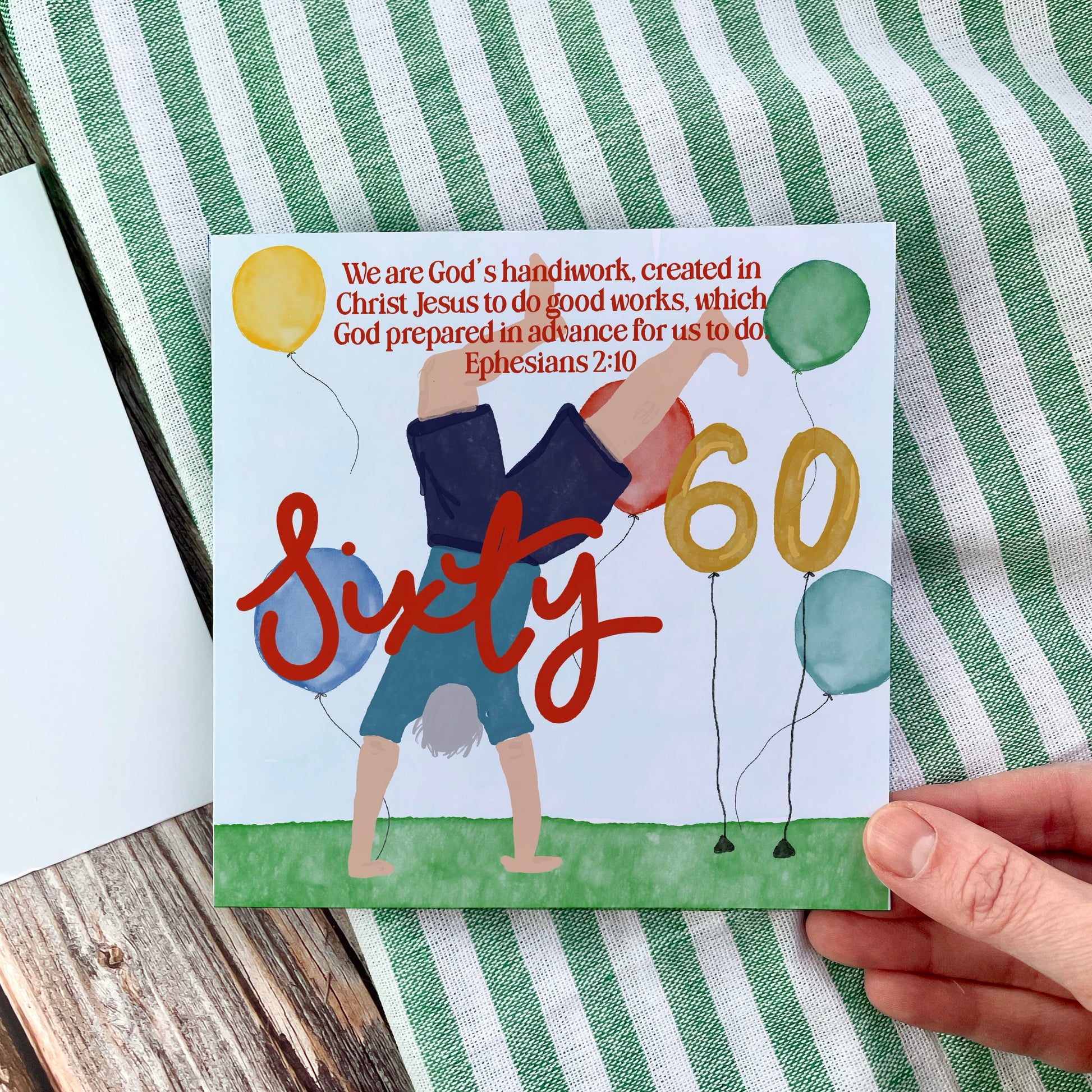 Christian Birthday Card - Illustrated 60th Handstand And Hope Designs Cards