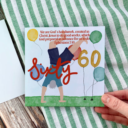 Christian Birthday Card - Illustrated 60th Handstand And Hope Designs Cards
