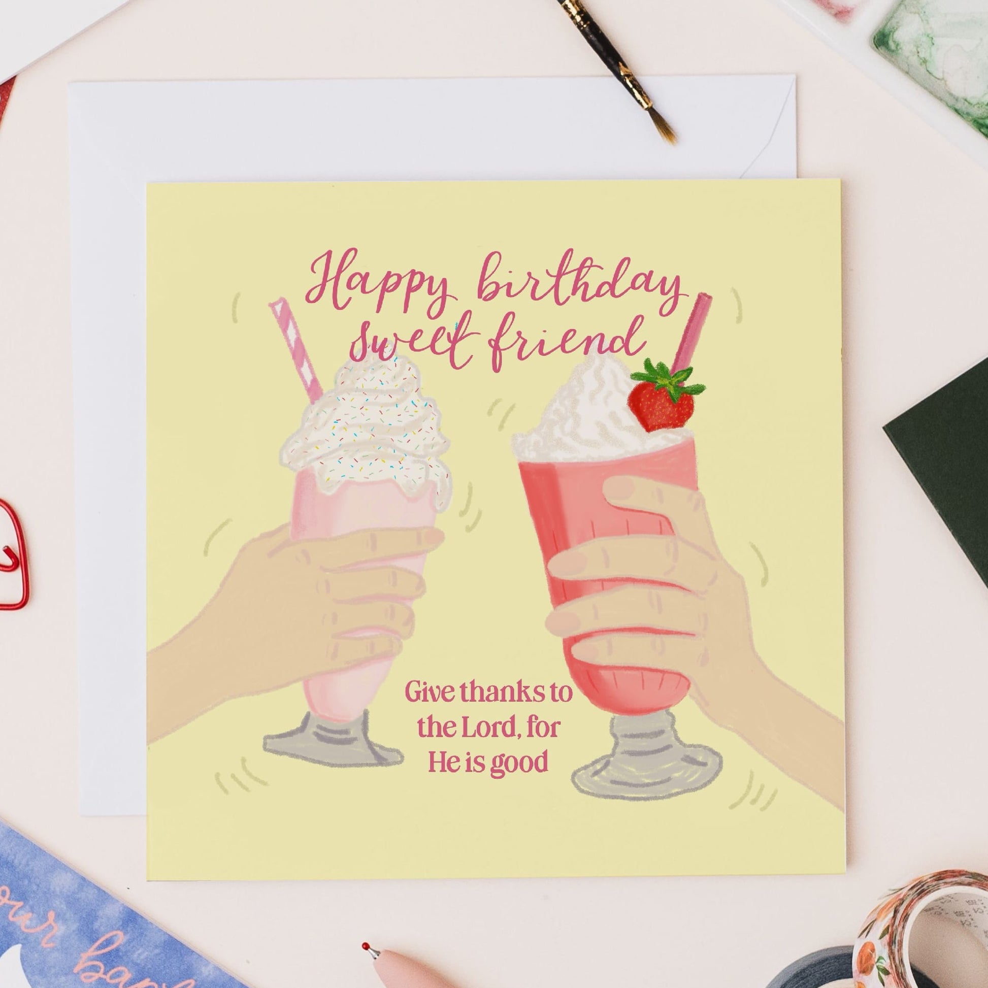 Christian Birthday Card - Milkshake Sweet Friend And Hope Designs