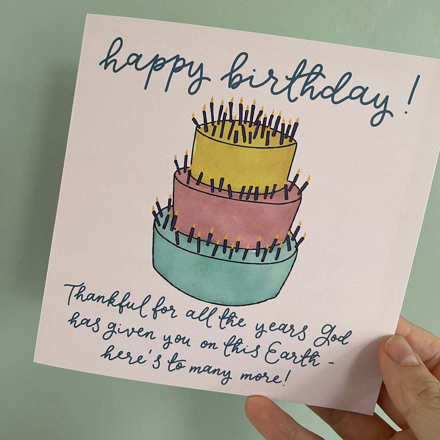 Christian birthday card - pink birthday cake And Hope Designs Cards