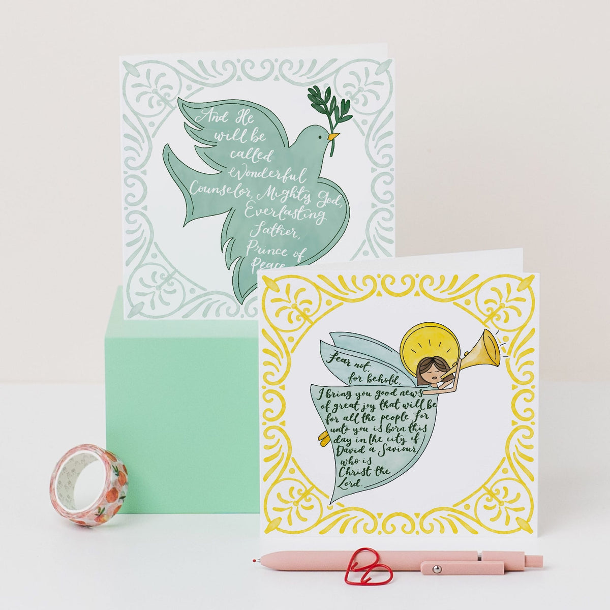 Christian Christmas Card Pack - Scripture Filled Dove & Angel And Hope Designs Cards