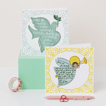 Christian Christmas Card Pack - Scripture Filled Dove & Angel And Hope Designs Cards