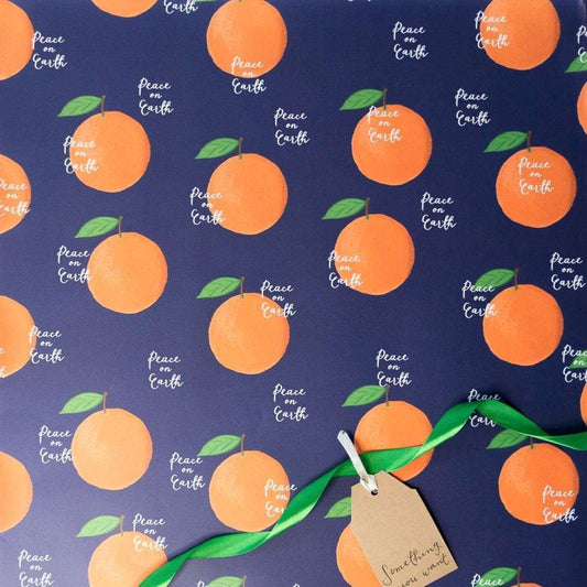 Christian christmas wrapping paper - oranges & Peace on Earth And Hope Designs Wrapping Paper