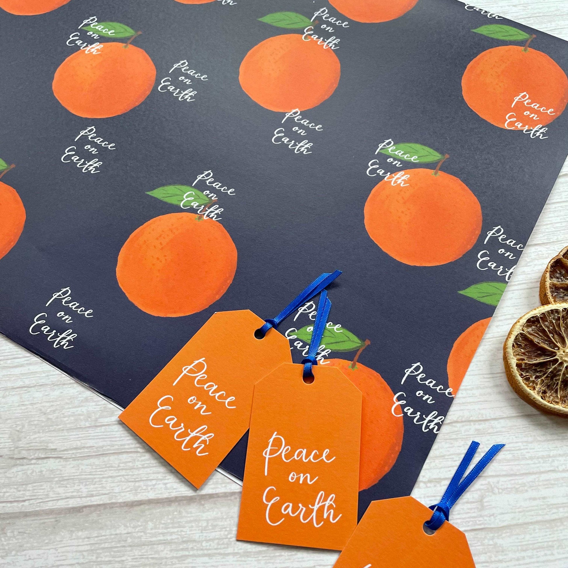 Christian christmas wrapping paper - oranges & Peace on Earth And Hope Designs Wrapping Paper