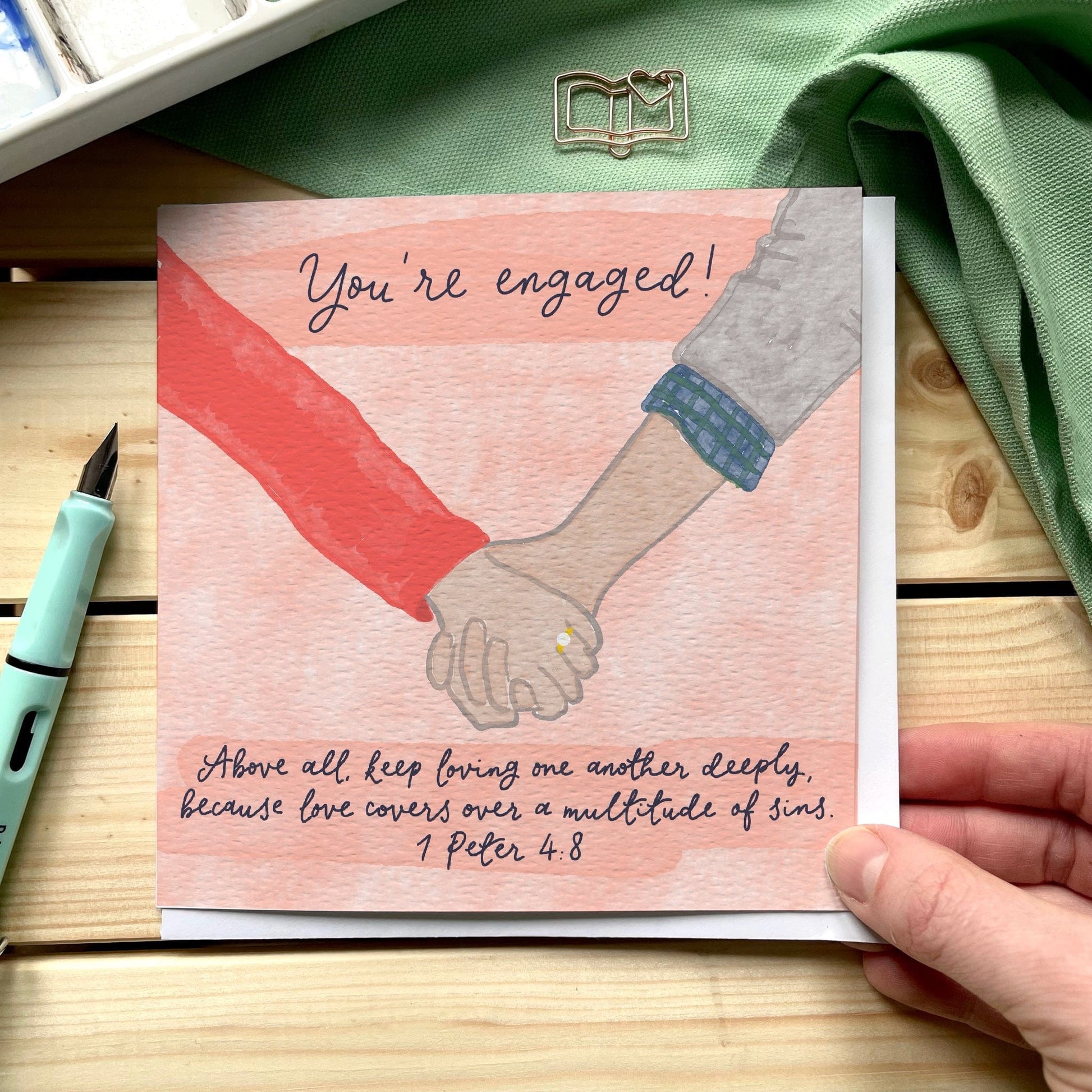 Christian Engagement Card - Holding Hands And Hope Designs Cards