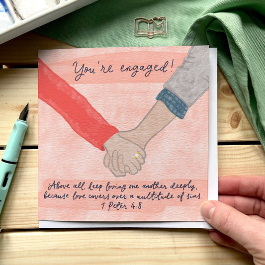 Christian Engagement Card - Holding Hands And Hope Designs Cards