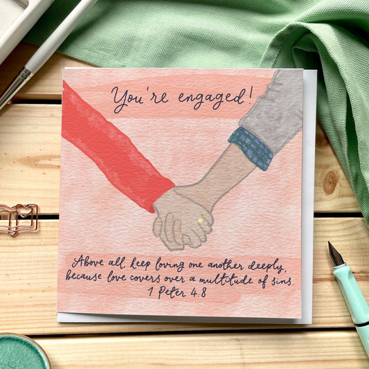 Christian Engagement Card - Holding Hands And Hope Designs Cards