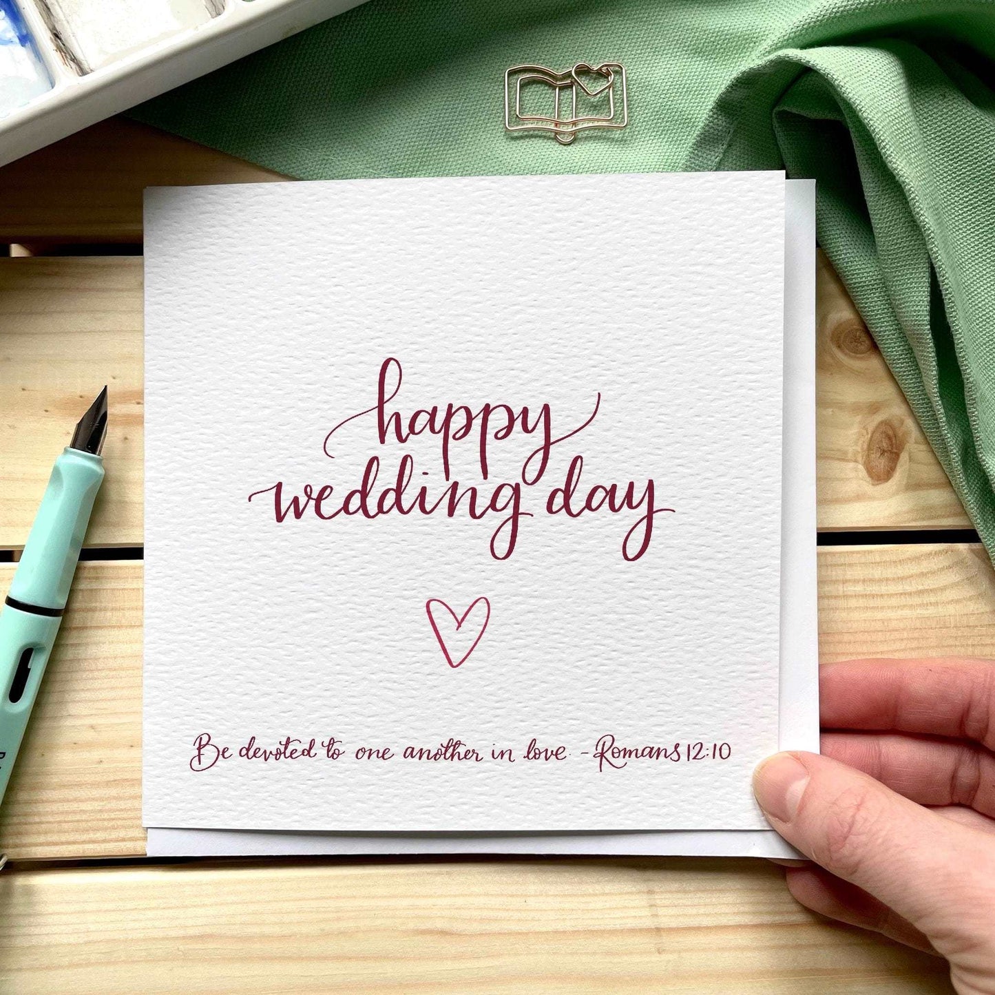Christian happy wedding card, with Romans 12:10 And Hope Designs Cards
