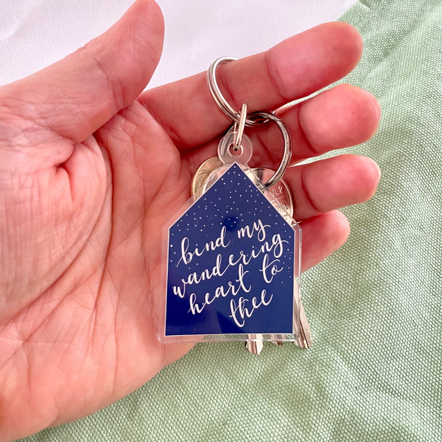 Christian Keyring - Bind My Wandering Heart to Thee And Hope Designs Keyring