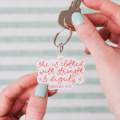 Christian Keyring - Proverbs 31:25 And Hope Designs Keyring