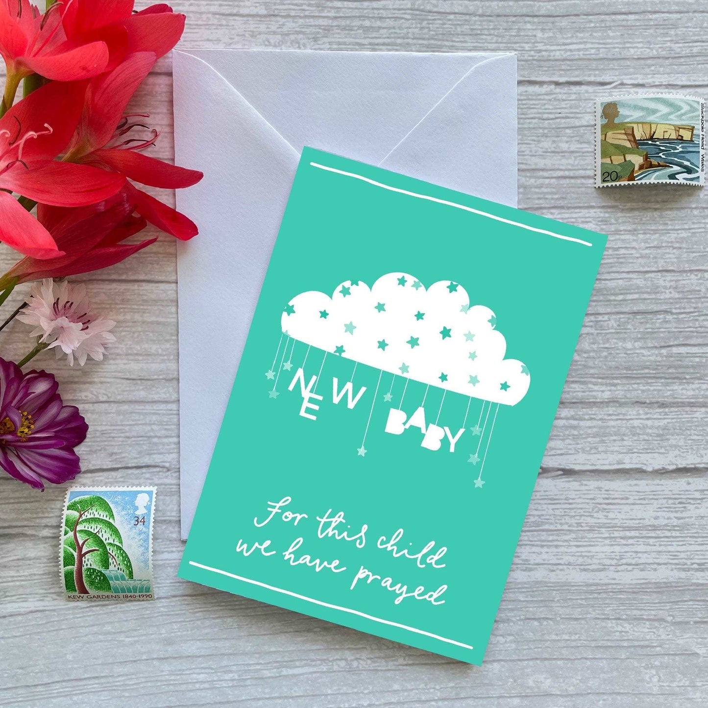 Christian new baby card - for this child we have prayed And Hope Designs Greeting & Note Cards