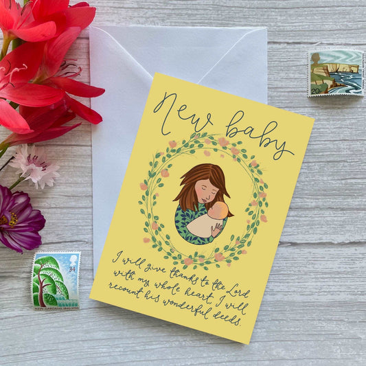 Christian new baby card - I will give thanks to the Lord And Hope Designs Cards