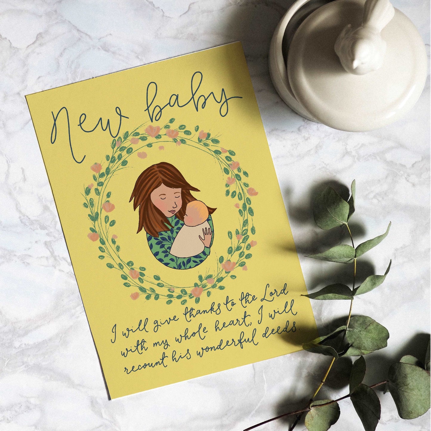 Christian new baby card - I will give thanks to the Lord And Hope Designs Cards