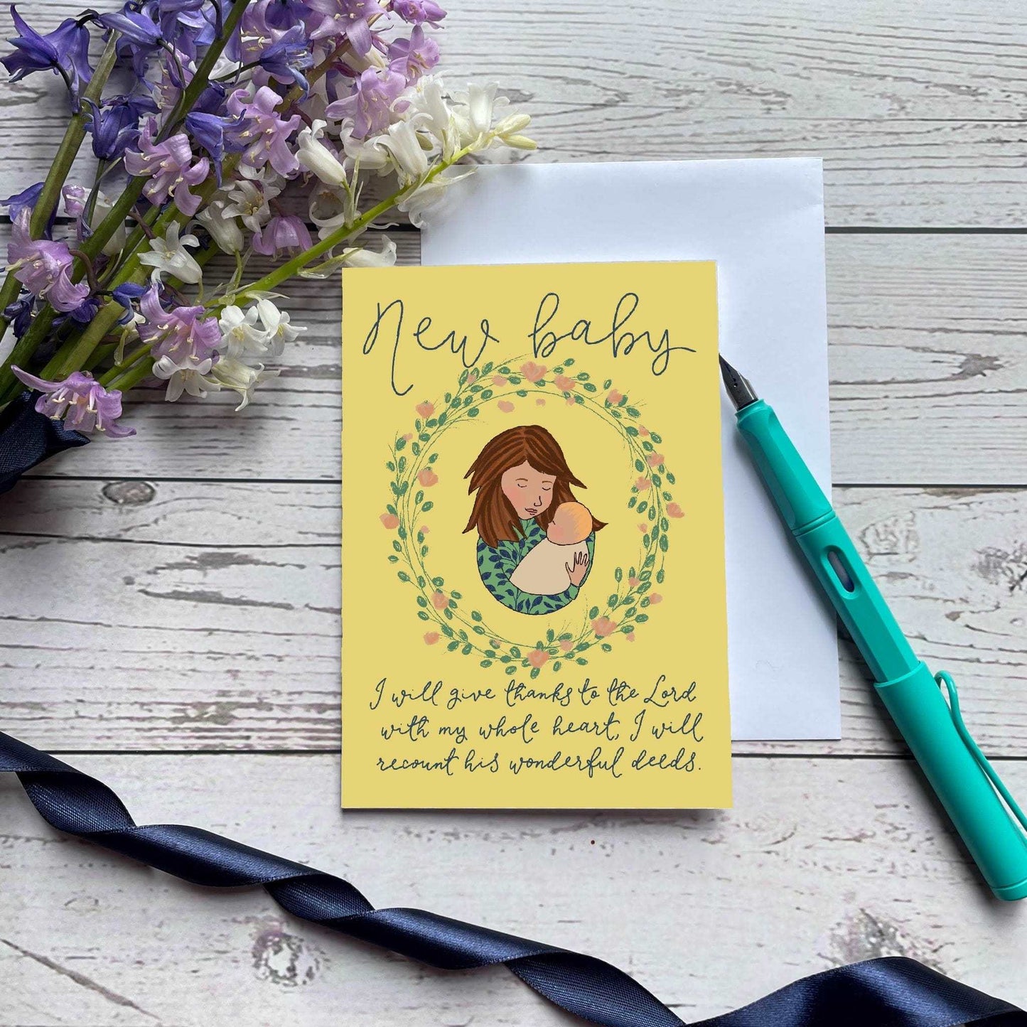 Christian new baby card - I will give thanks to the Lord And Hope Designs Cards