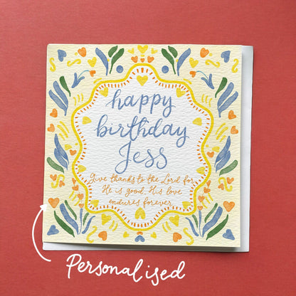 Christian Personalised Birthday Card - Give Thanks To The Lord And Hope Designs Cards