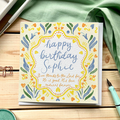 Christian Personalised Birthday Card - Give Thanks To The Lord And Hope Designs Cards