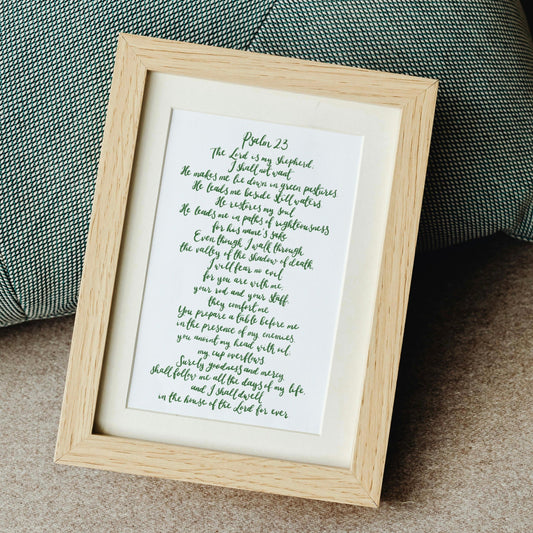 Christian Print - Handlettered Psalm 23 And Hope Designs Print