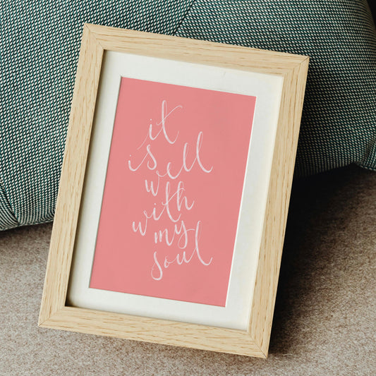 Christian Print - It Is Well Hymn - Pink And Hope Designs Print