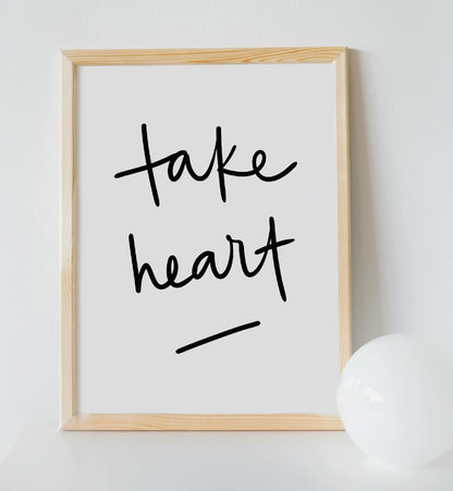 Christian Print - Monochrome Take Heart And Hope Designs Print