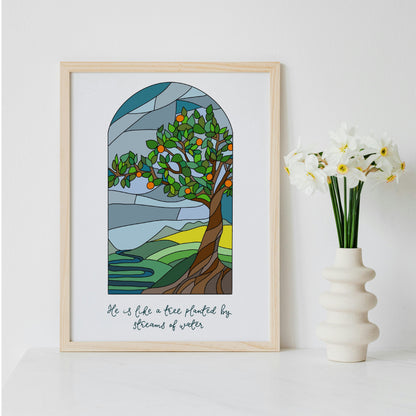 Christian Print - Psalm 1 - He Is Like A Tree And Hope Designs Print