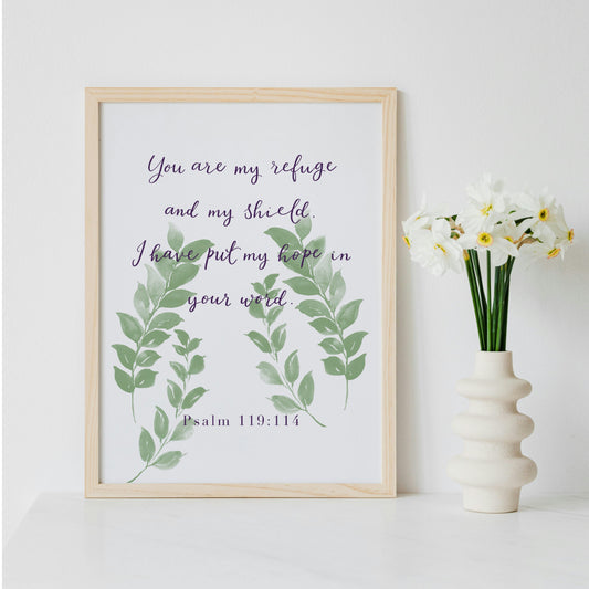 Christian Print - Psalm 119:114 And Hope Designs Posters, Prints, & Visual Artwork