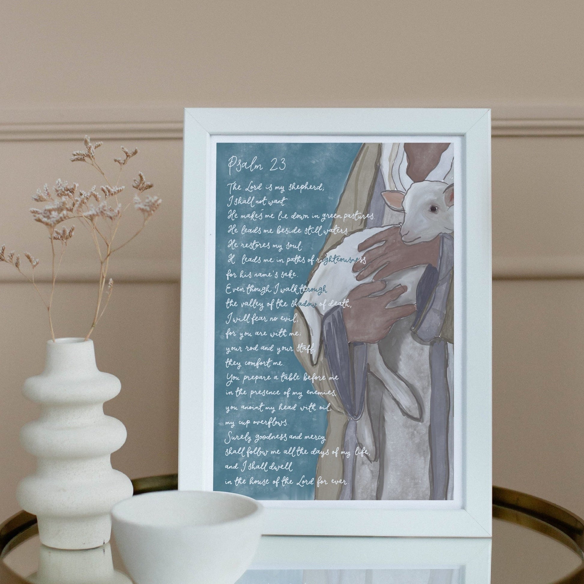Christian Print - Psalm 23 with Shepherd And Hope Designs Print