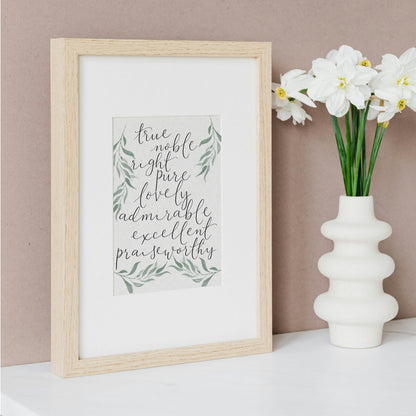 Christian Print - Think About These Things And Hope Designs Print