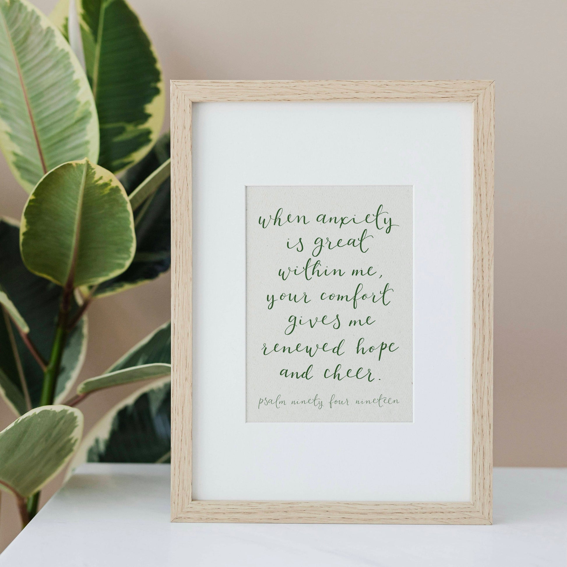 Christian Print - When Anxiety Is Great Within Me - Green And Hope Designs Print