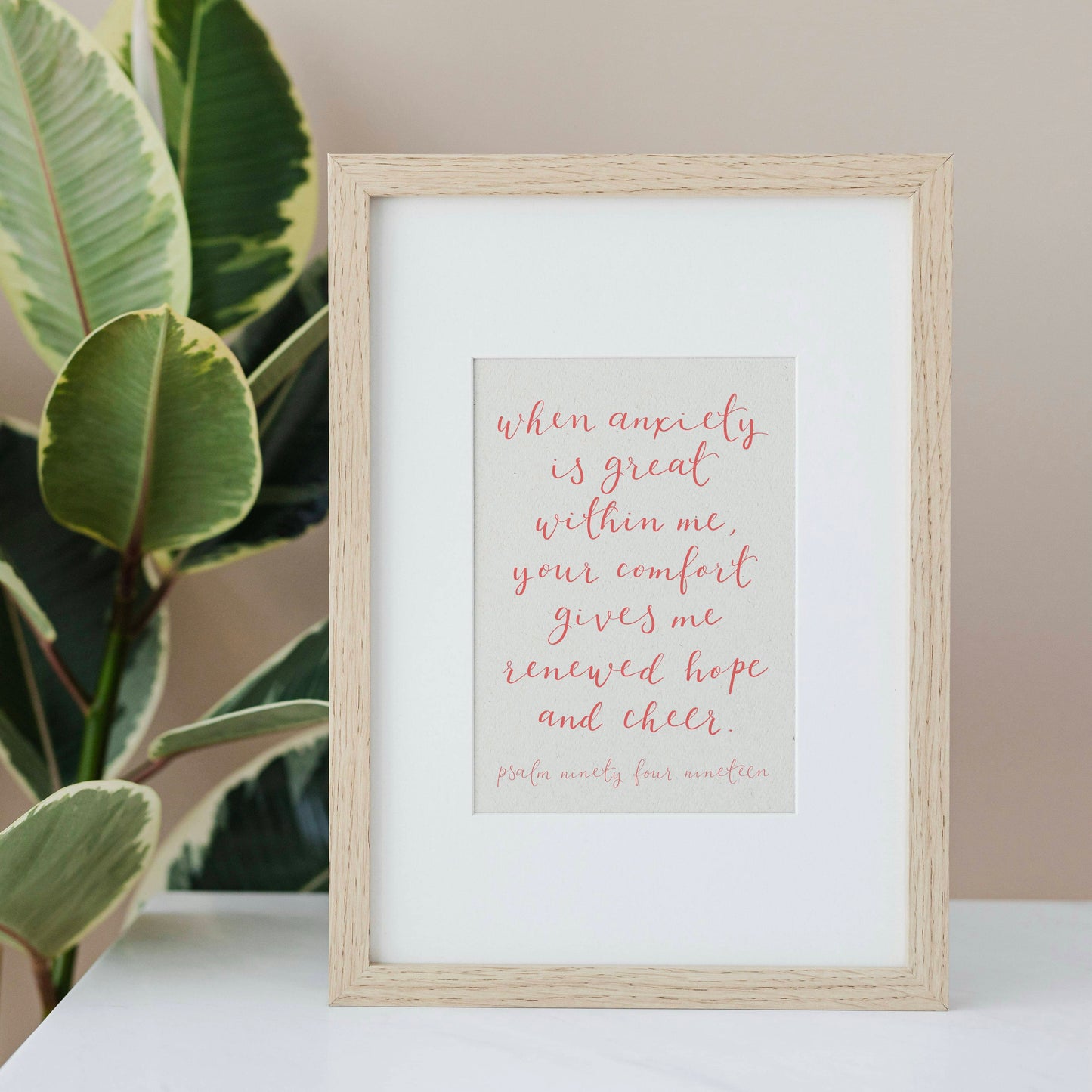 Christian Print - When Anxiety Is Great Within Me - Pink And Hope Designs Print