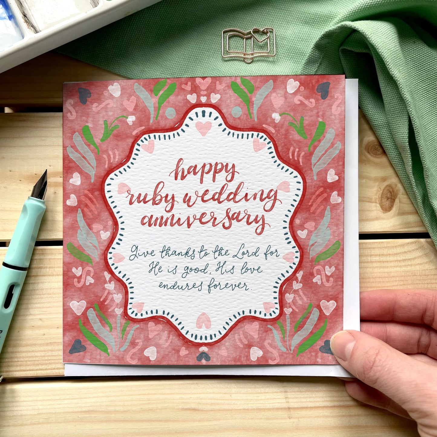 Christian Ruby Wedding Anniversary Card With Scripture And Hope Designs