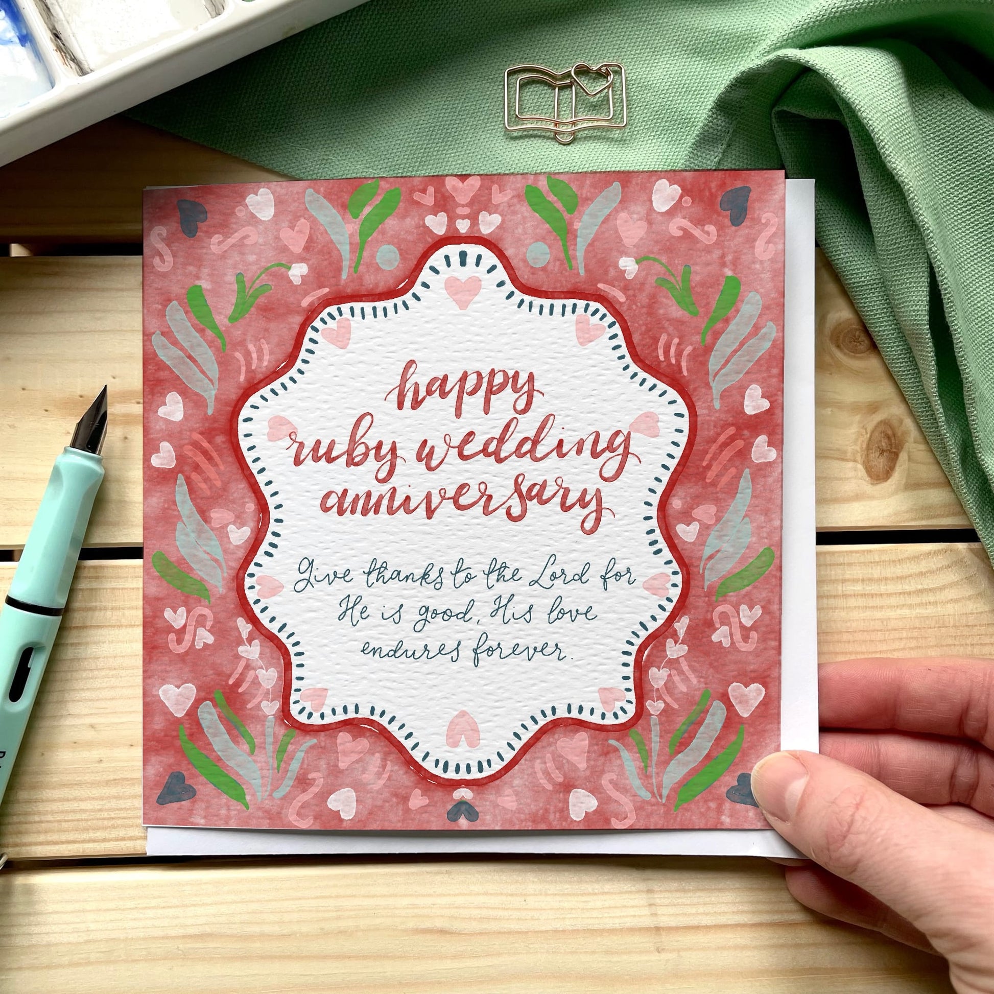Christian Ruby Wedding Anniversary Card With Scripture And Hope Designs