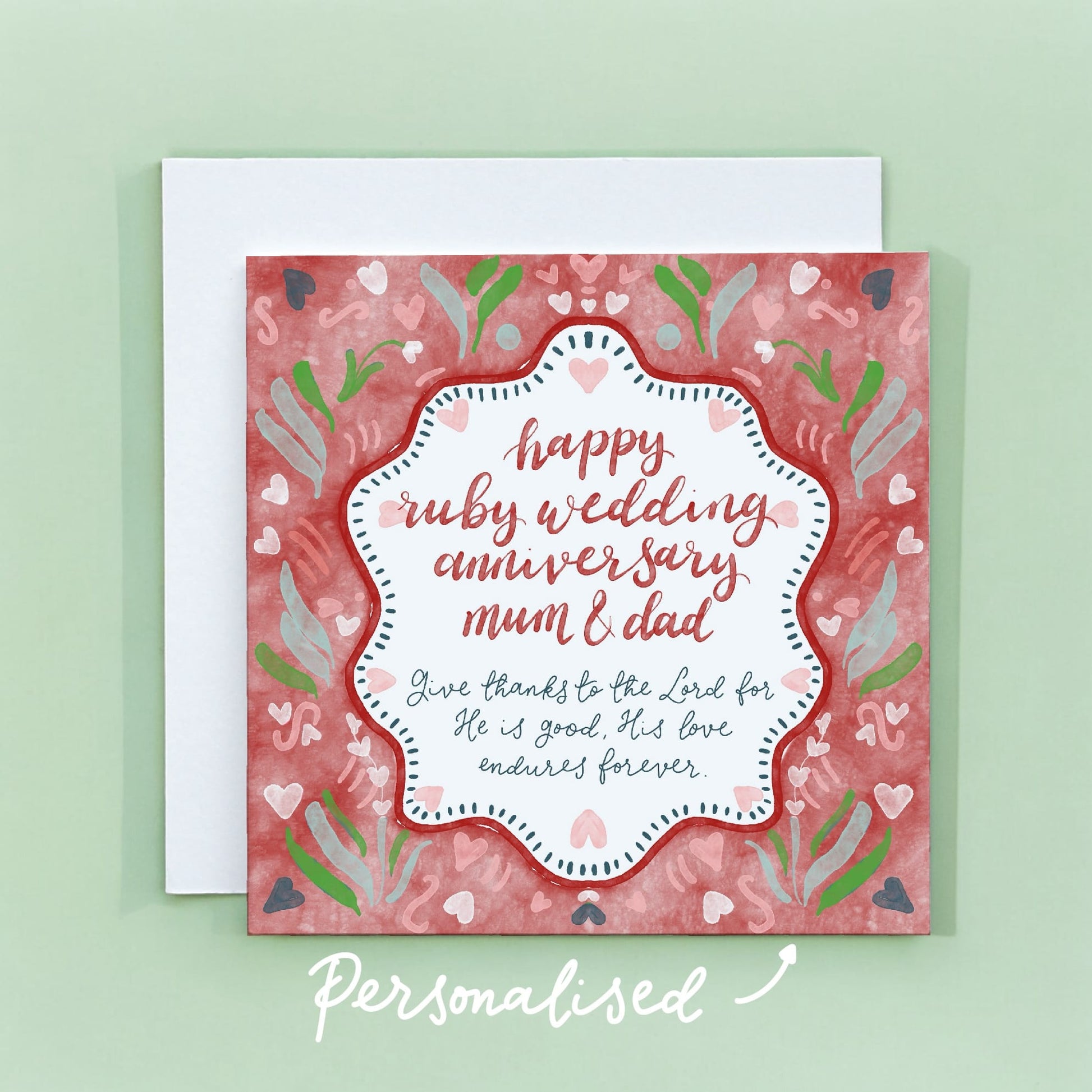 Christian Ruby Wedding Anniversary Card With Scripture And Hope Designs