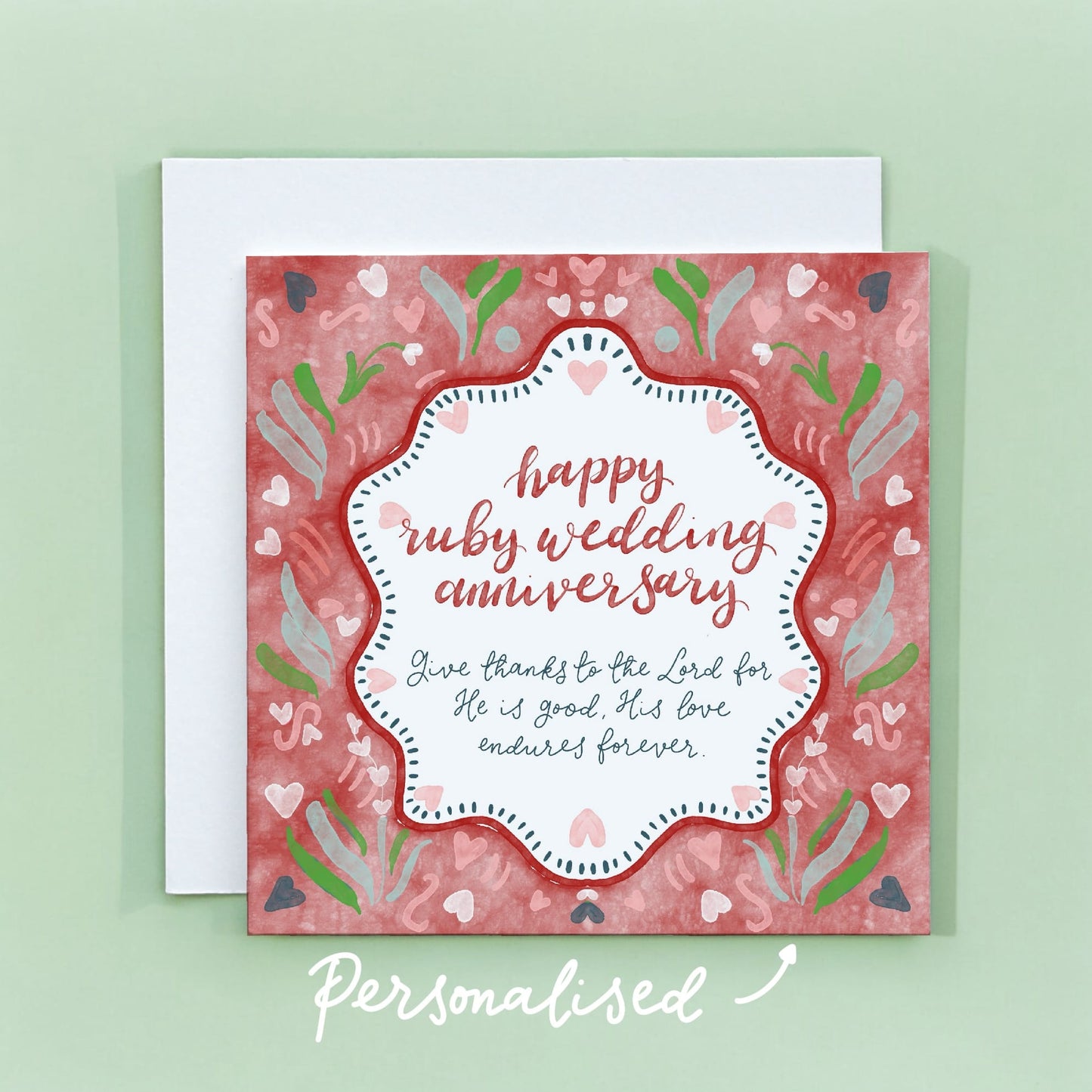 Christian Ruby Wedding Anniversary Card With Scripture And Hope Designs