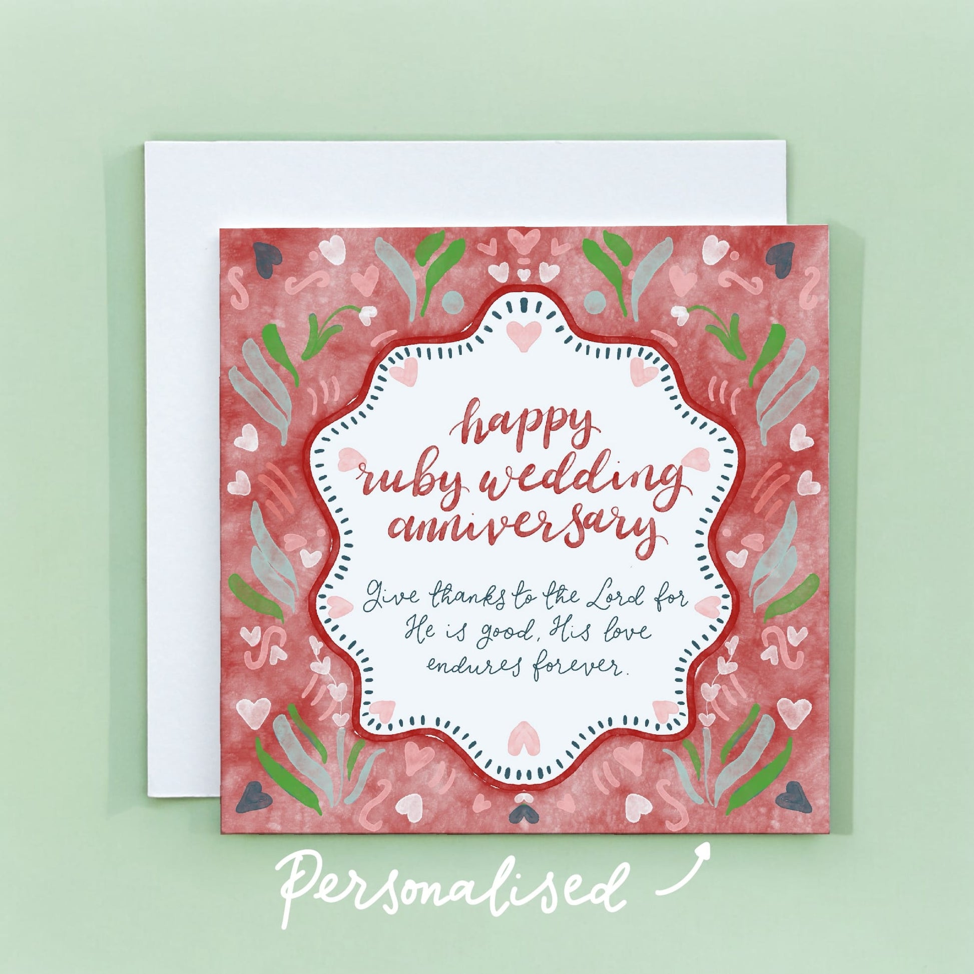 Christian Ruby Wedding Anniversary Card With Scripture And Hope Designs